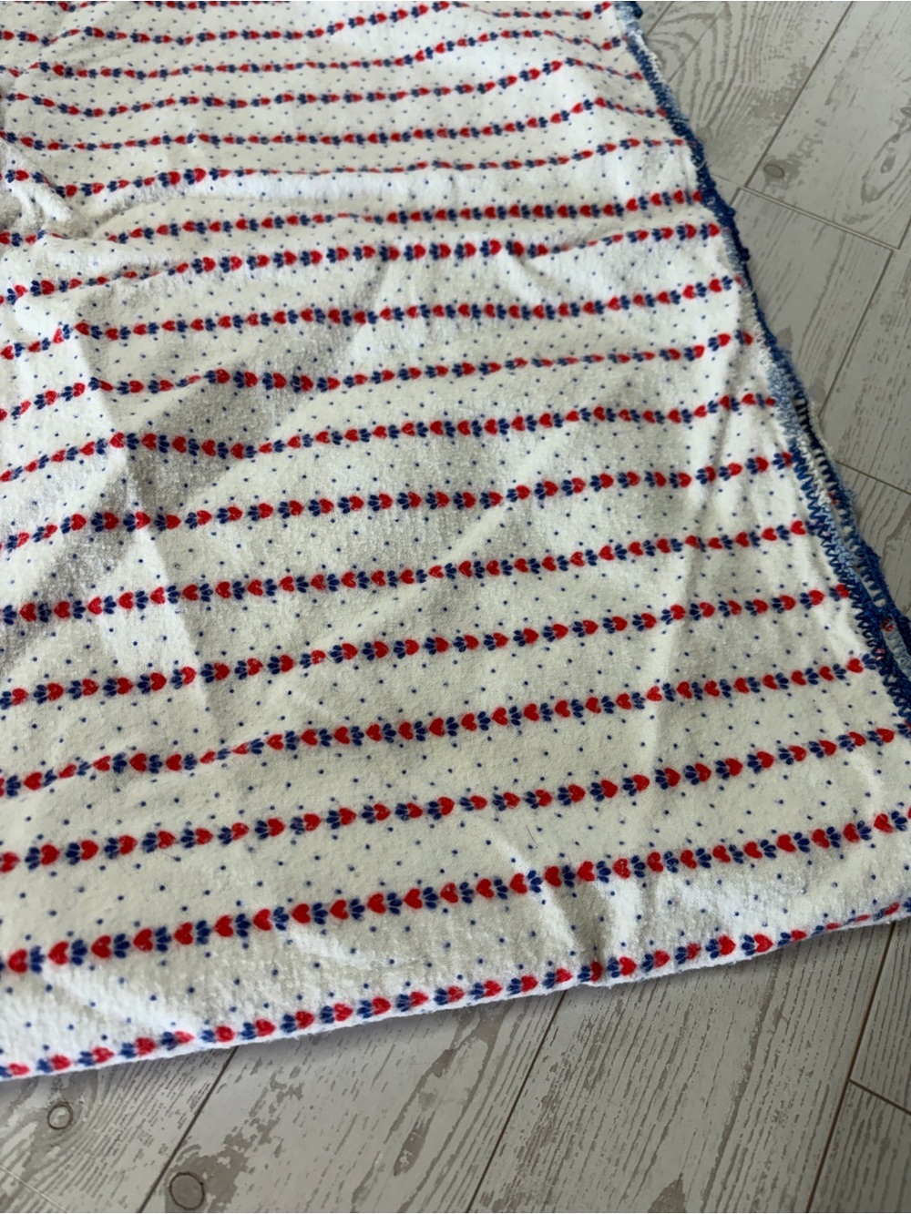 Handmade Red Blue Heart Baby Toddler Blanket 42x50
